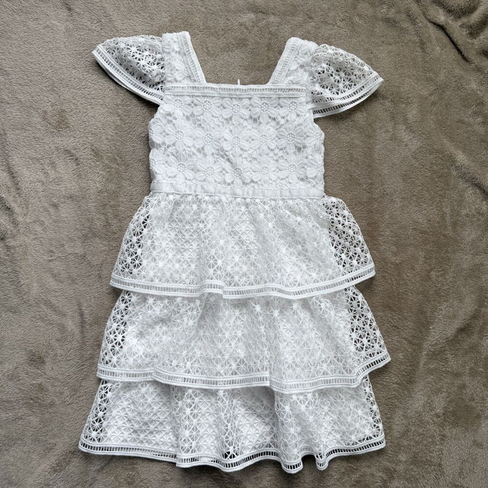 Kensie Girl Eyelet Dress Size 7 White Gently Used